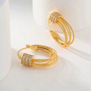 14K Gold Womens 1ct Diamond Barrel Hoop Earrings Ladies New 14 K Silver Jewelry